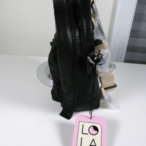 LOLA Stargazing Convertible Mini Black Leather Backpack NWT - Picture 8 of 16